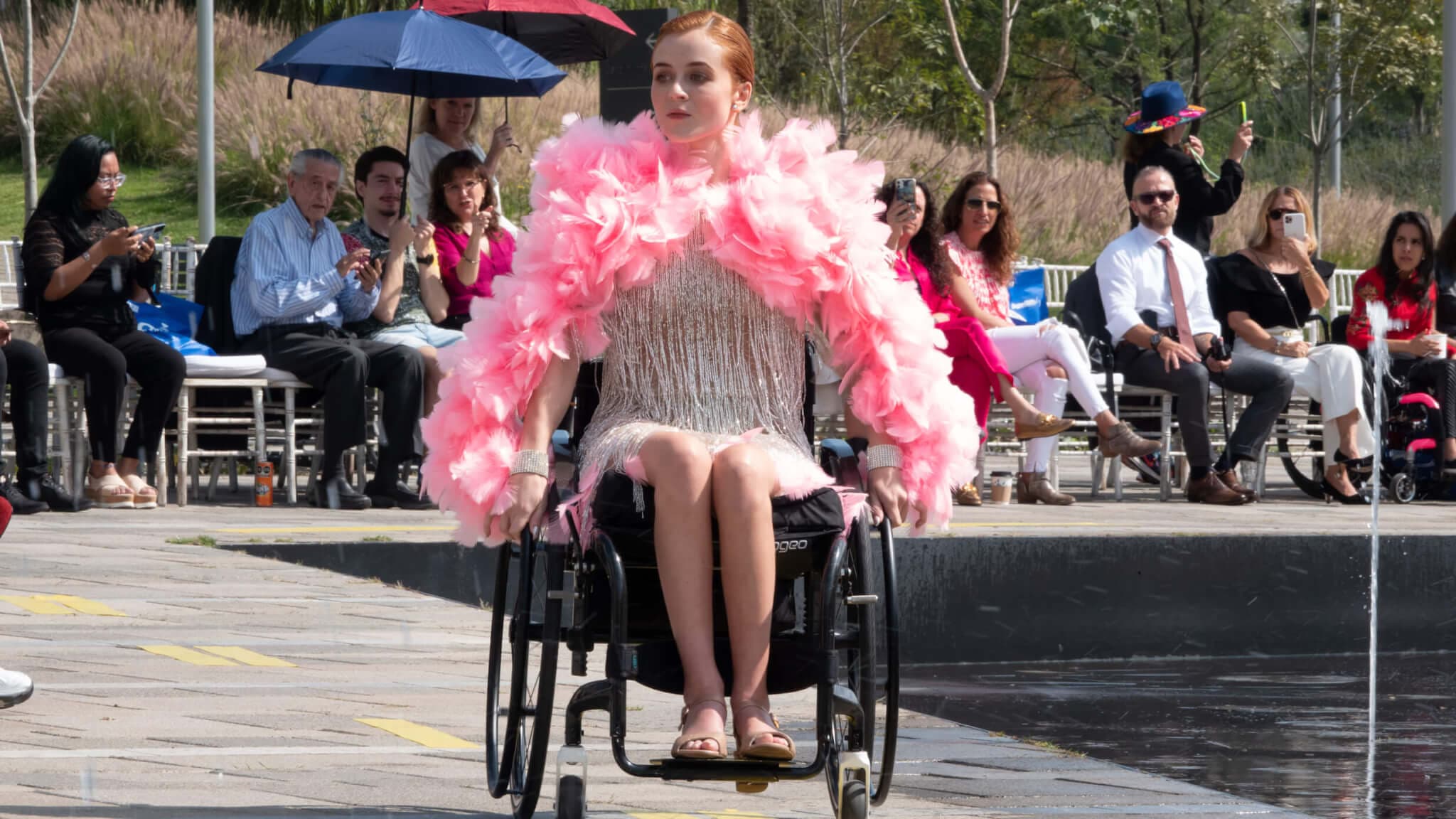 Person in wheelchair on the runway