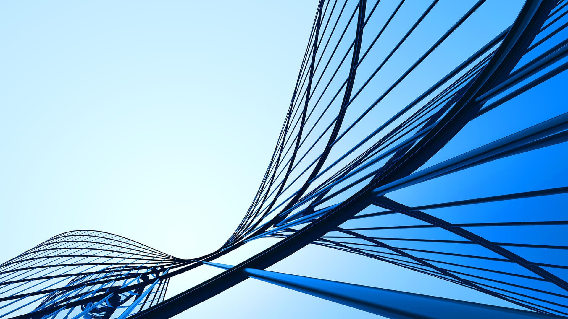 Low angle view of futuristic architecture, Skyscraper of office building with curve glass window, 3D rendering.