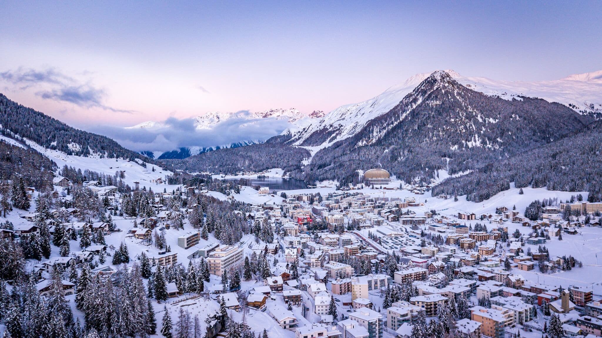Aerial photo of Davos, Switzerland