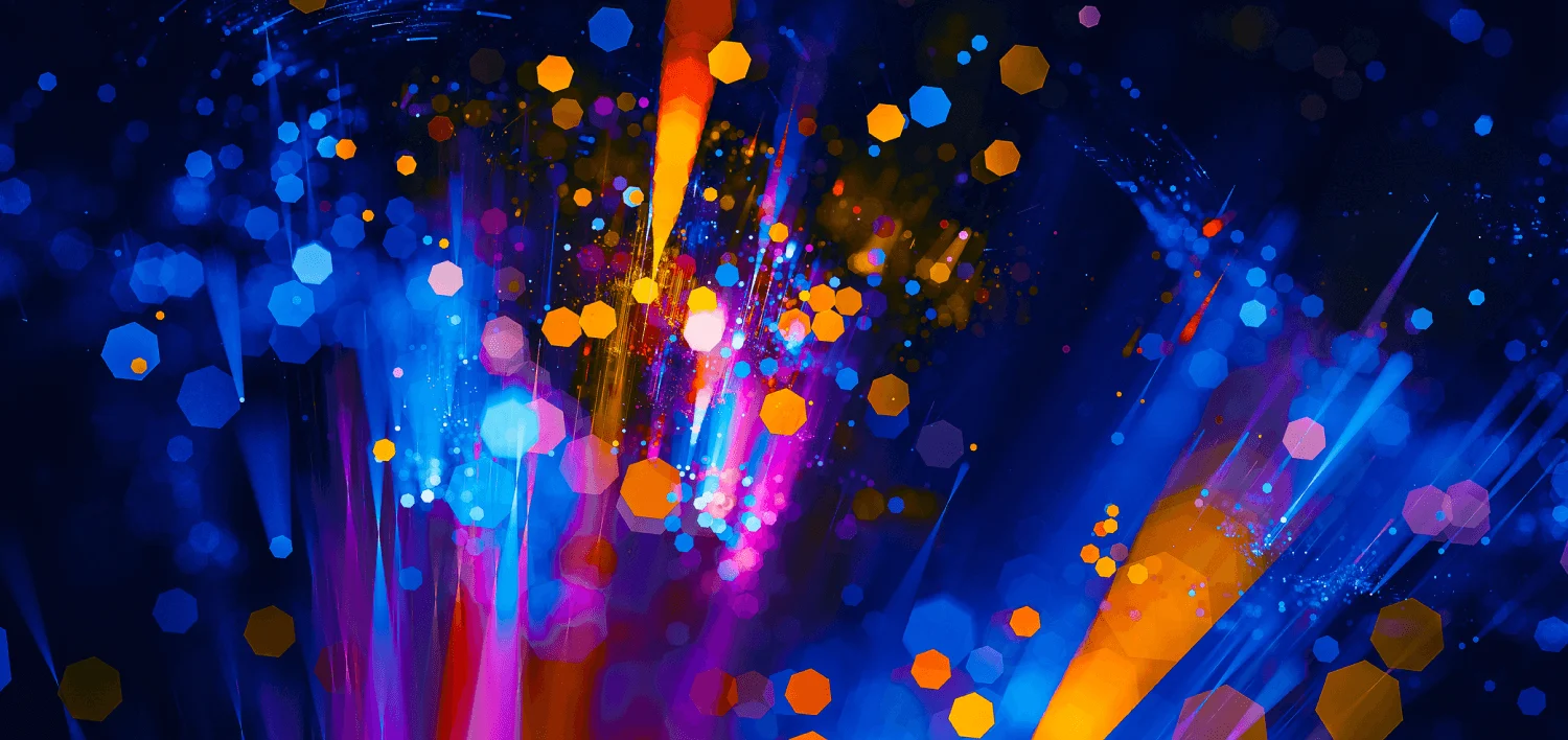 Vibrant abstract burst of colorful light and particles symbolizing innovation, creativity and award-winning success for The Weber Shandwick Collective
